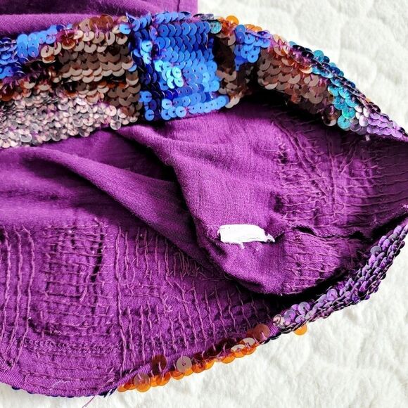 Madewell Hi-Line purple tee shirt sequin sparkle geometric colorful - Picture 7 of 8